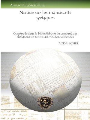cover image of Notice sur les manuscrits syriaques